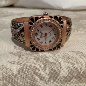 Vivani Black & Gold Wristwatch Cuff Band